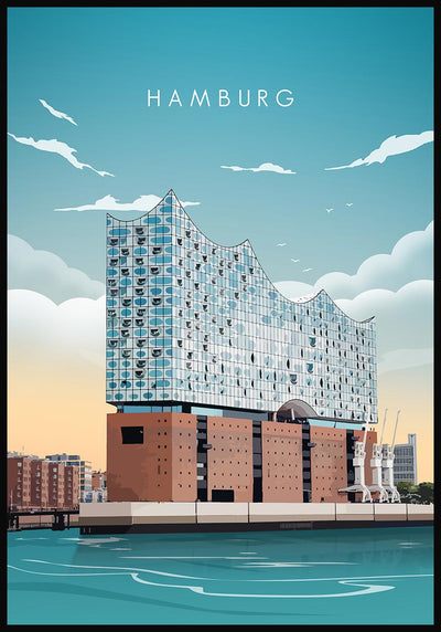 Illustriertes Poster Hamburg Elbphilharmonie