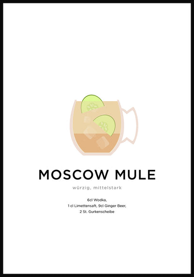 Moscow Mule Cocktail Poster mit Zubereitung