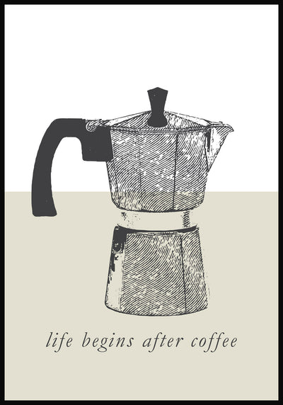 Vintage Poster Espressokanne life begins after coffee