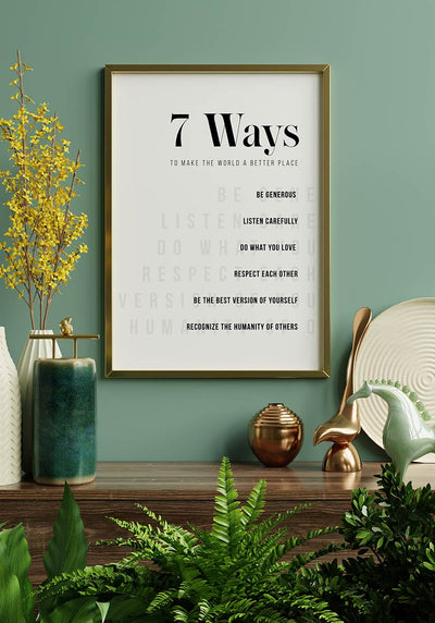 7 Ways to make the world a better place Poster Typografie