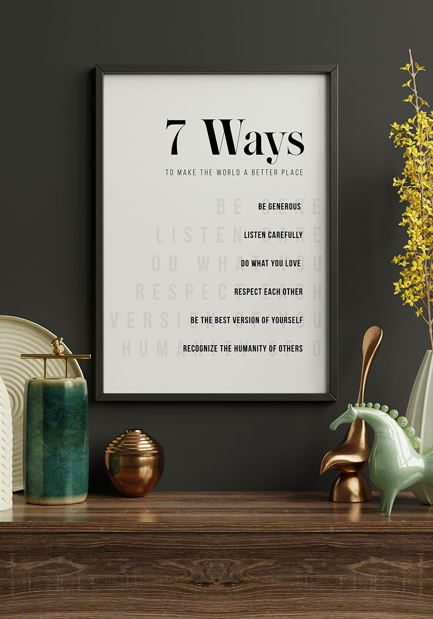 7 Ways to make the world a better place Poster Typografie