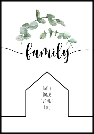 Personalisierbares Familien-Poster mit Eykalpytus