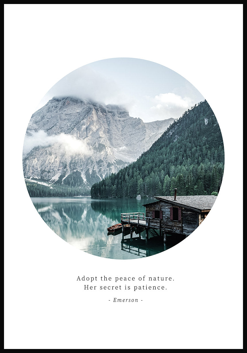 Fotografie Poster Zitat Emerson Adopt the peace of nature