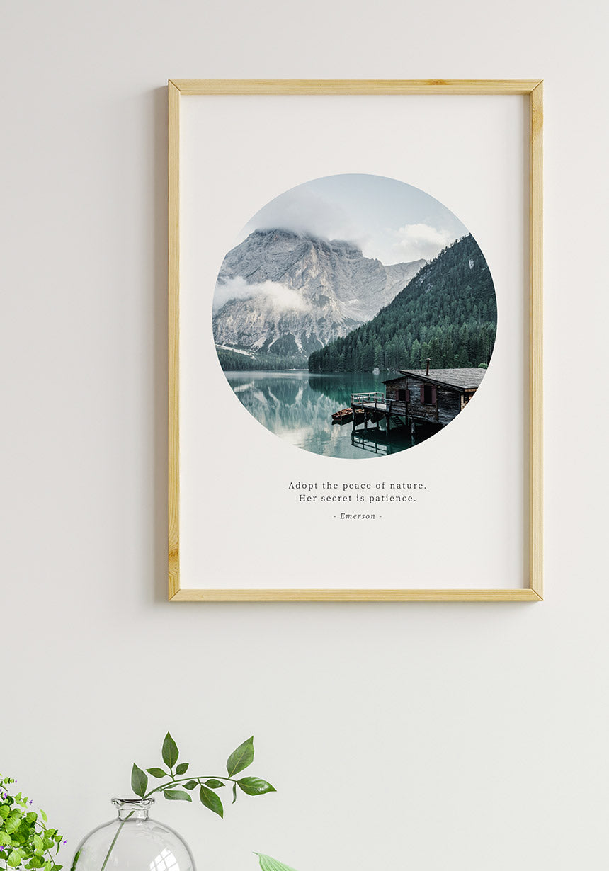Fotografie Poster Zitat Emerson Adopt the peace of nature im Esszimmer