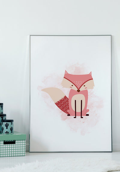 Fuchs Poster Kinderzimmer rosa an Wand