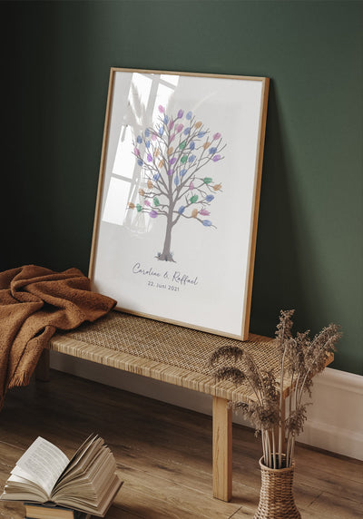 Personalisierbares Poster Fingerabdruck Baum zum Geburtstag