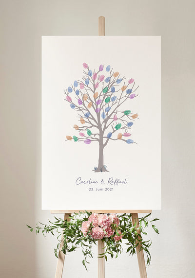 Personalisierbares Poster Fingerabdruck Baum zur Hochzeit