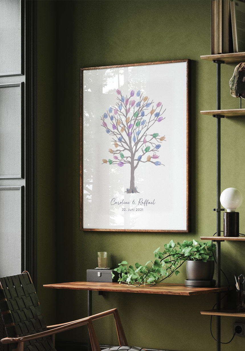 Personalisierbares Poster Fingerabdruck Baum als Geschenk