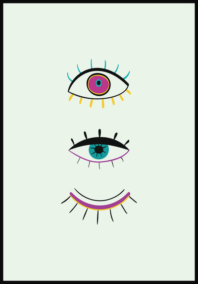 Illustration Poster Augenaufschlag grüner Hintergrund