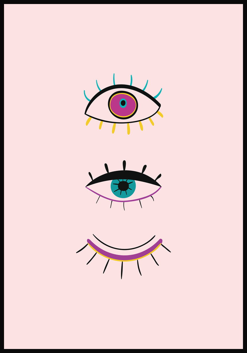 Illustration Poster Augenaufschlag rosa Hintergrund