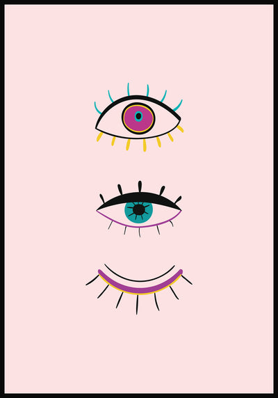 Illustration Poster Augenaufschlag rosa Hintergrund