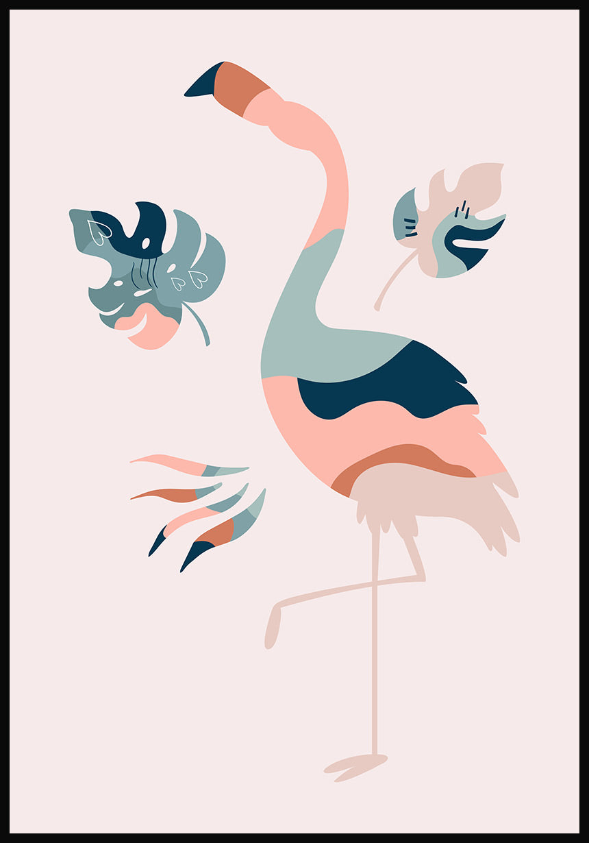 Illustration Poster Boho Flamingo