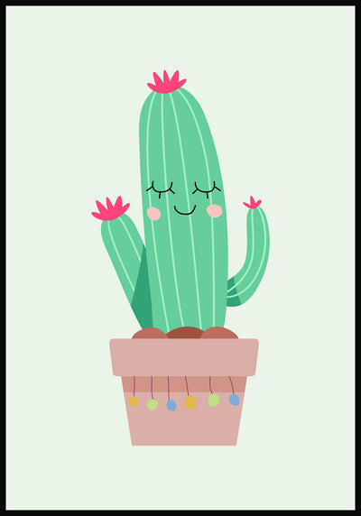 Illustration Poster fröhlicher Kaktus grüner Hintergrund