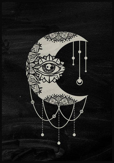 Illustration Poster Mond auf schwarzem Hintergrund