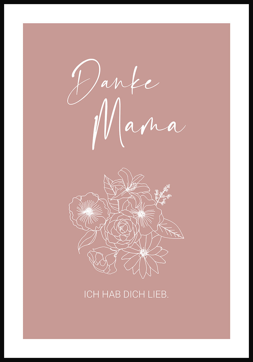Muttertag Poster danke Mama in rosa