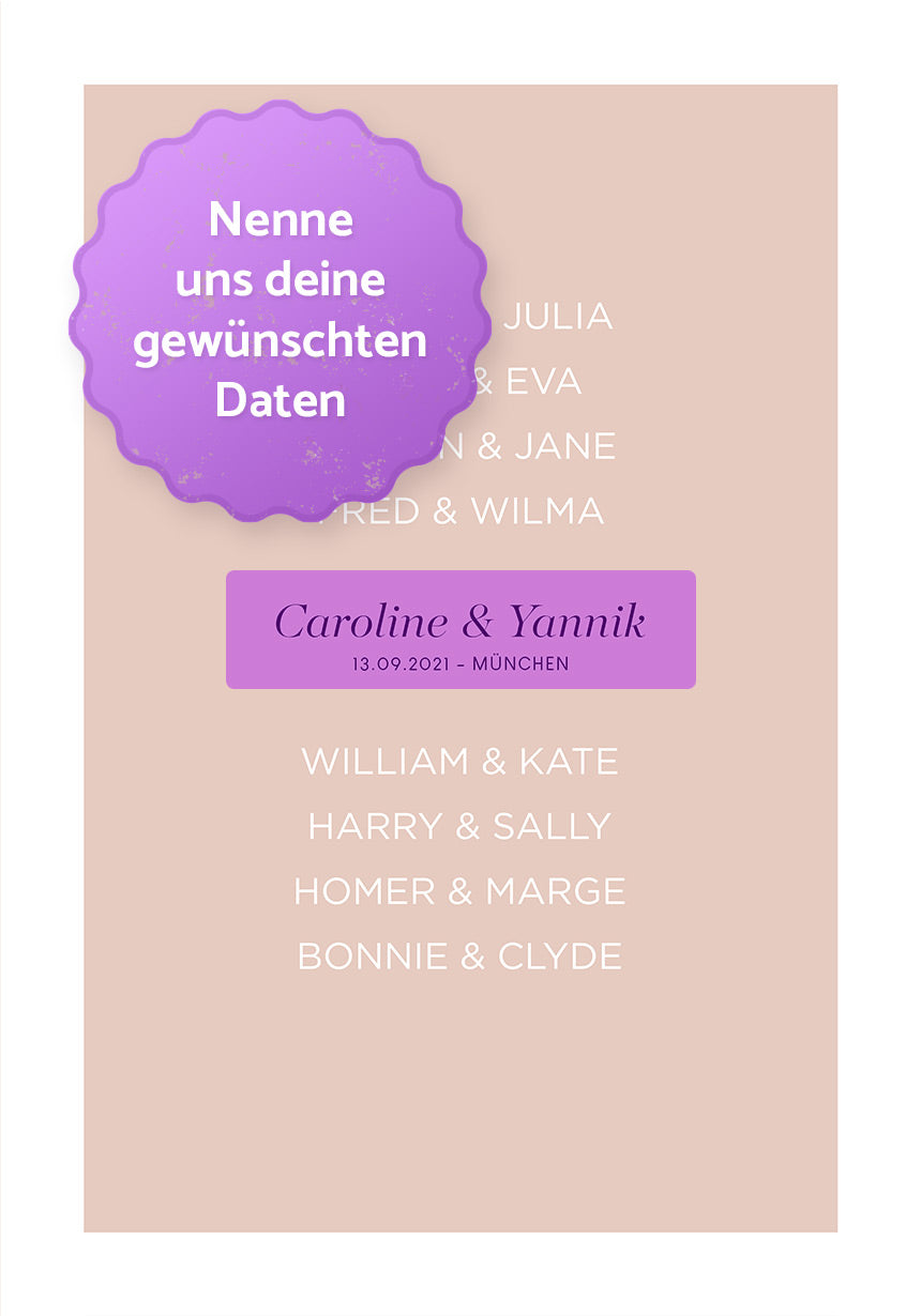 personalisiertes Poster zur Hochzeit mit berühmten Paaren Details zum Anpassen