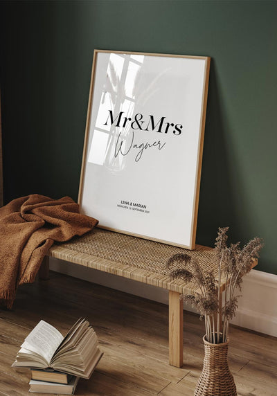 personalisiertes Poster Hochzeit Mr und Mrs als Geschenk