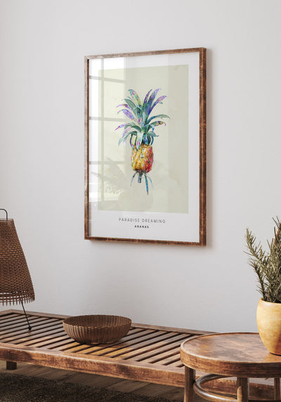 Poster Illustration Ananas im Wohnzimmer