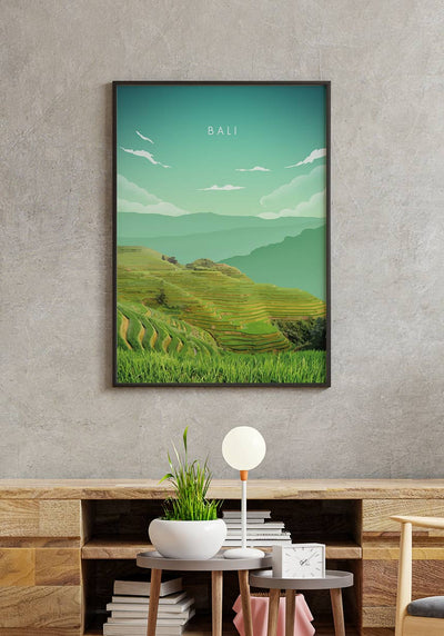 Illustriertes Poster Bali Reisterrassen tolles Poster