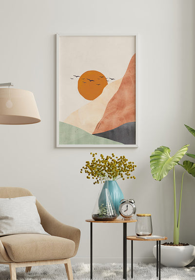Poster Berg und Tal Luna e sole im Wohnzimmer