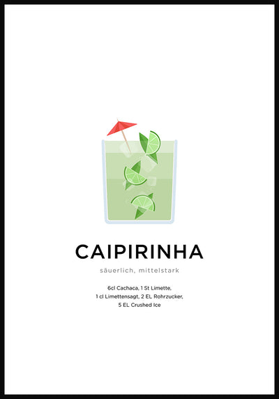 Caipirinha Cocktail Poster mit Zubereitung