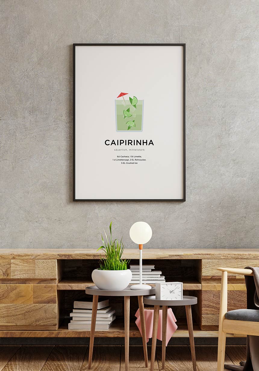 Caipirinha Cocktail Poster im Bilderrahmen