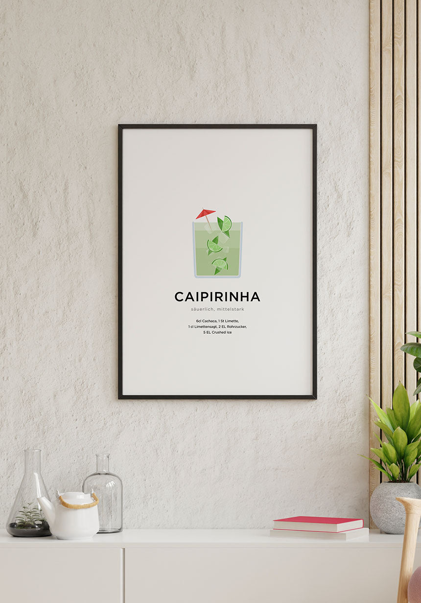 Caipirinha Cocktail Poster schwarzer Rahmen