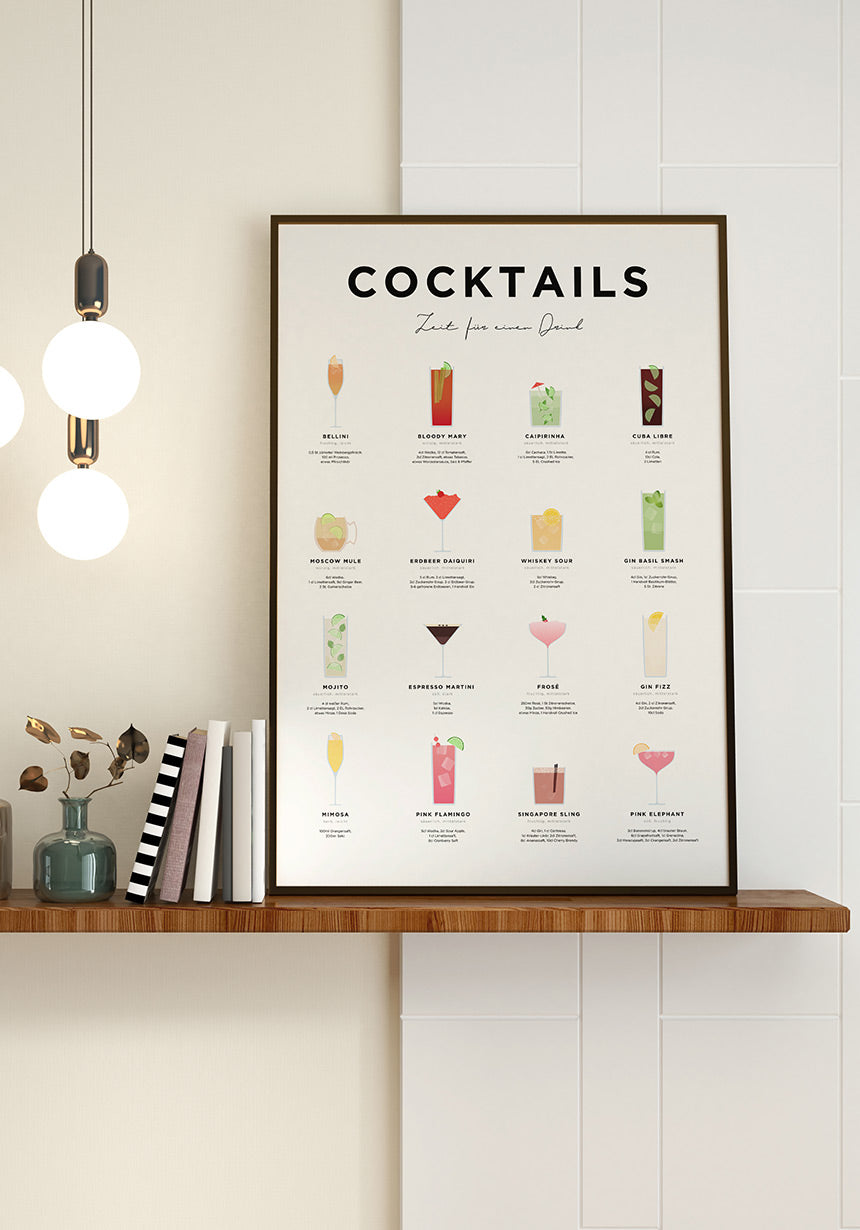 Poster Cocktail und Zubereitung Illustration