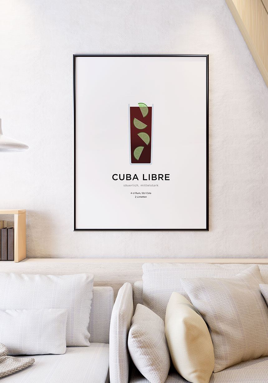 Cuba Libre Cocktail Poster Illustration