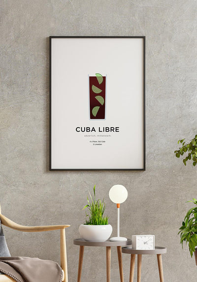 Cuba Libre Cocktail Poster mit Bilderrahmen