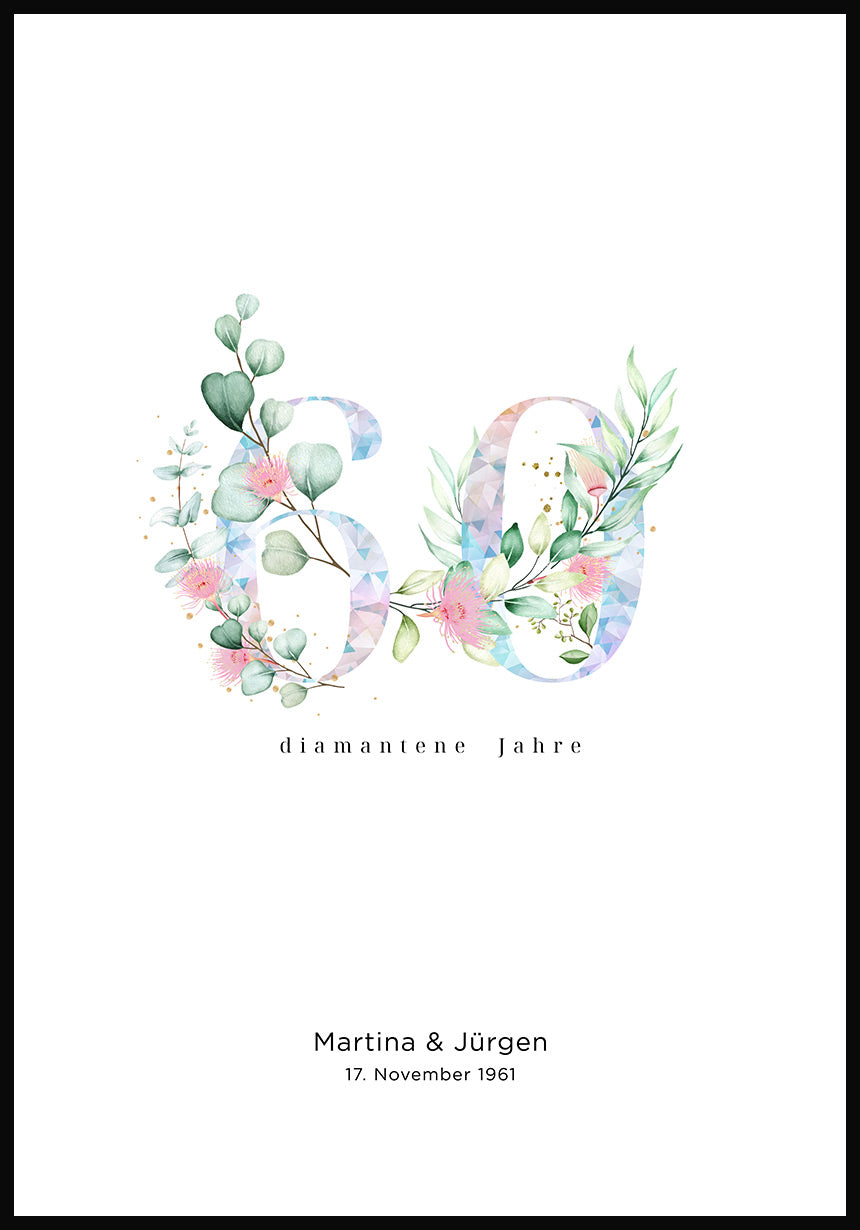 Diamant Hochzeit - Personalisierbares Poster