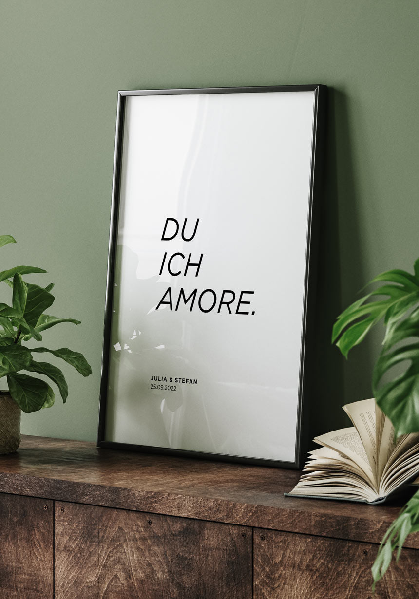 Personalisiertes Poster Du Ich Amore  mit Namen
