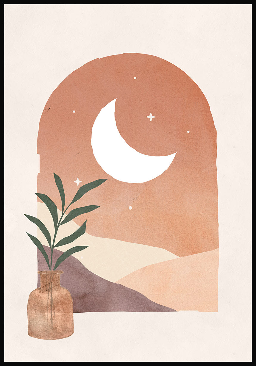 Poster fenster mit halbmond luna e sole