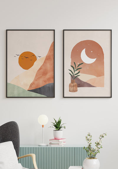 Poster fenster mit halbmond luna e sole als Bilderwand