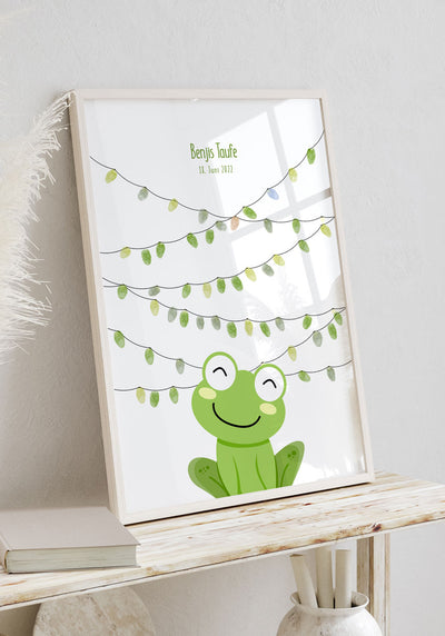 Personalisierbares Fingerabdruck-Poster Frosch als Geschenk