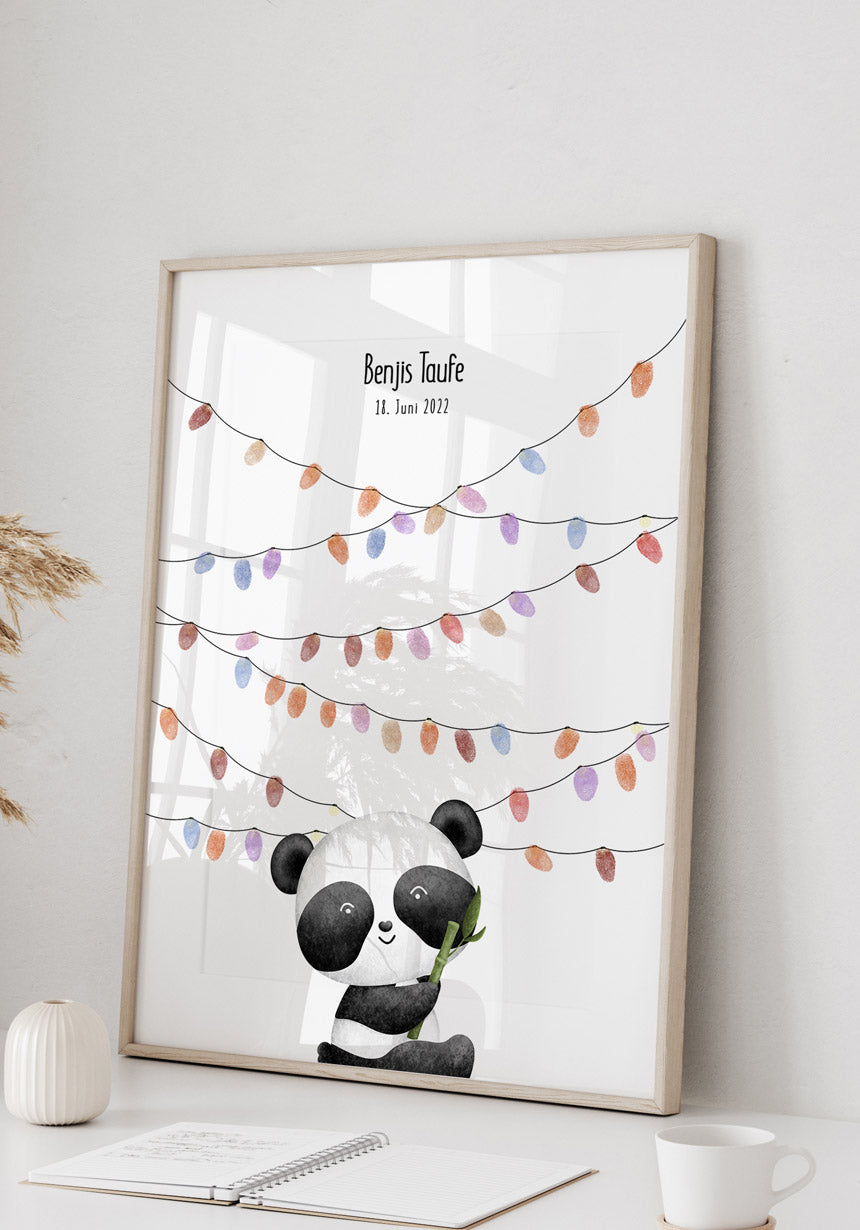 Personalisierbares Fingerabdruck-Poster Panda für Kinder