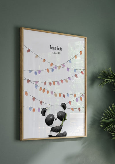 Personalisierbares Fingerabdruck-Poster Panda zur Kommunion