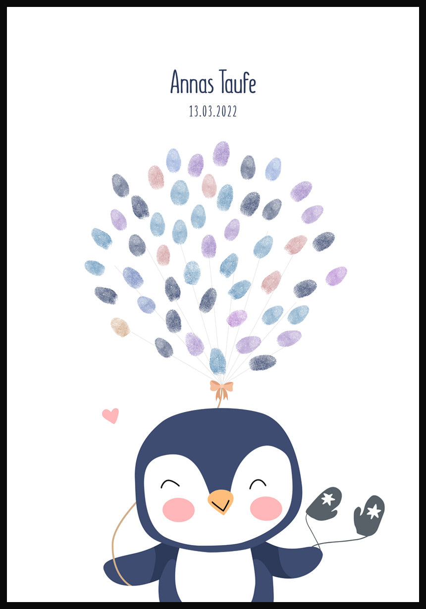 Fingerabdruck Poster Taufe Pinguin