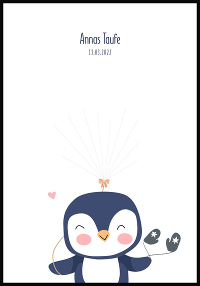 Fingerabdruck Poster Taufe Pinguin ohne Abdrücke