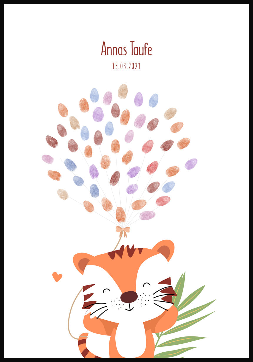 Personalisierbares Poster Fingerabdruck Tiger