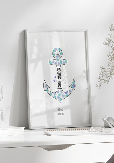 Fingerabdruck Anker - Personalisiertes Poster Taufe
