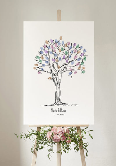 Fingerabdruck-Poster Baum zur Hochzeit