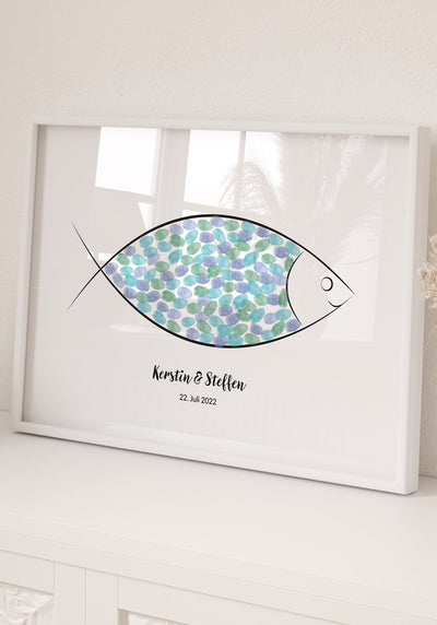 Fingerabdruck Fisch - Personalisiertes Poster zur Hochzeit
