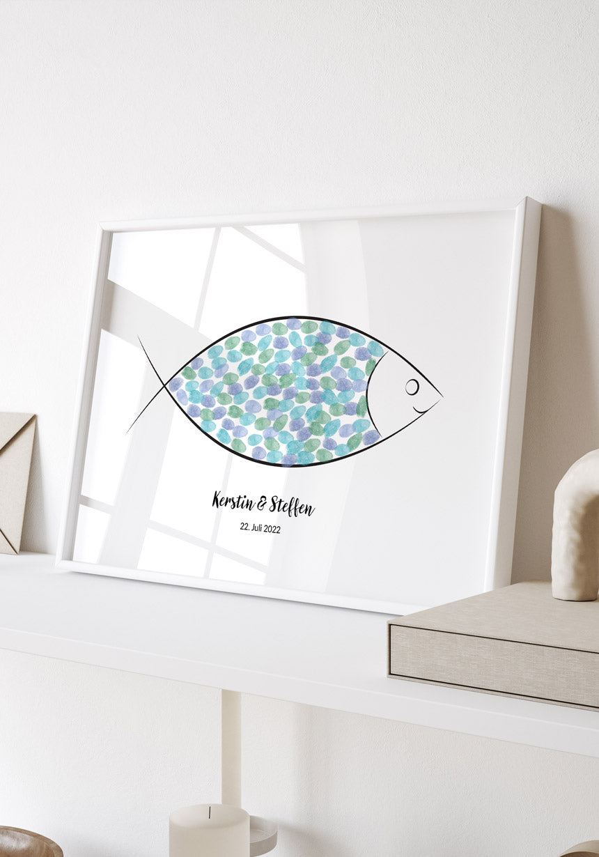 Fingerabdruck Fisch - Personalisiertes Poster Taufe