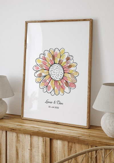 Fingerabdruck-Poster Blume personalisiert Taufe