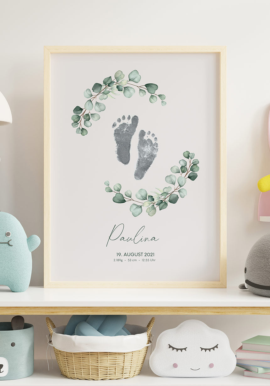 Poster Fussabdruck Geburt im Kinderzimmer