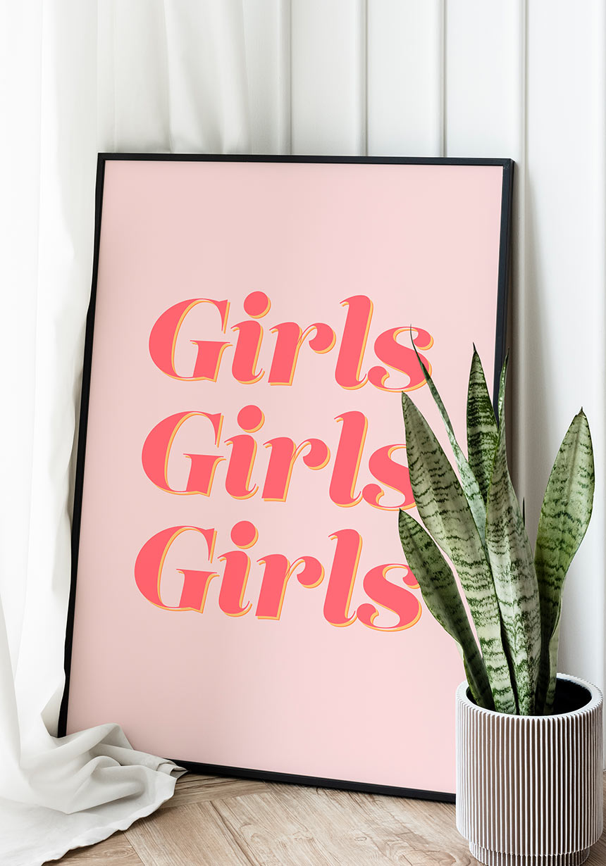 Typografie Poster Girls girls girls im Rahmen