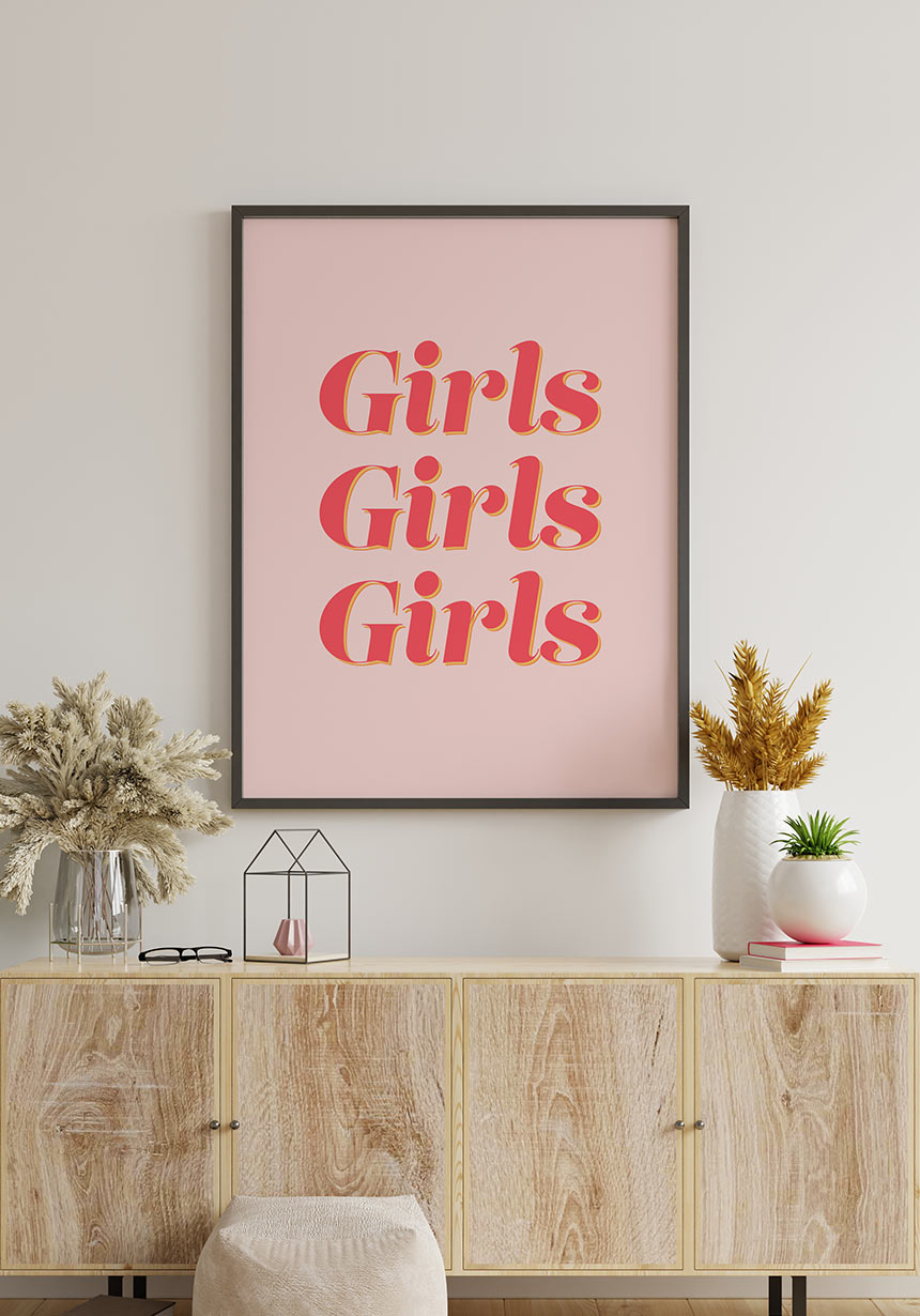 Typografie Poster Girls girls girls im Wohnzimmer