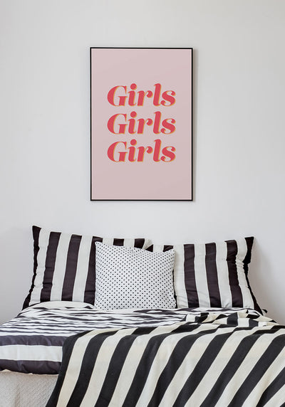 Typografie Poster Girls girls girls im Schlafzimmer