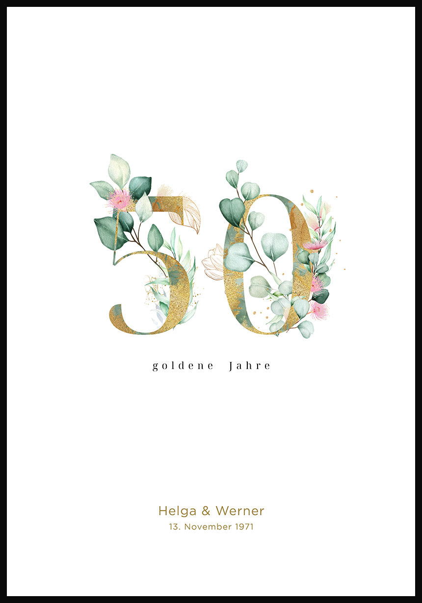 Goldene Hochzeit - Personalisierbares Poster